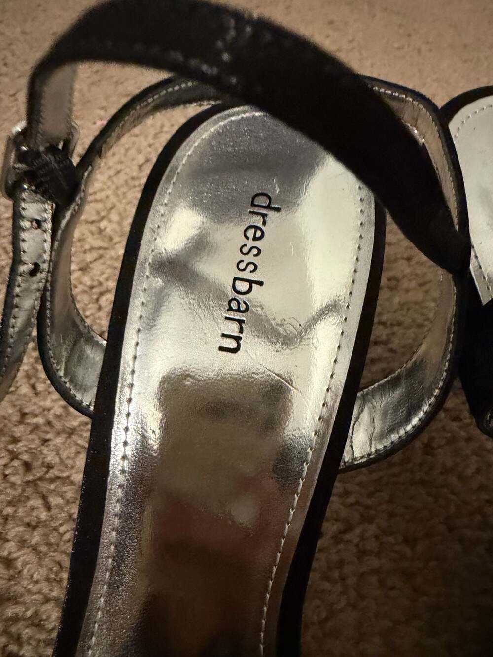 Dressbarn Black Satin Ankle Strap Heels with Rhinestone wedding guest 9 - Picture 3 of 8